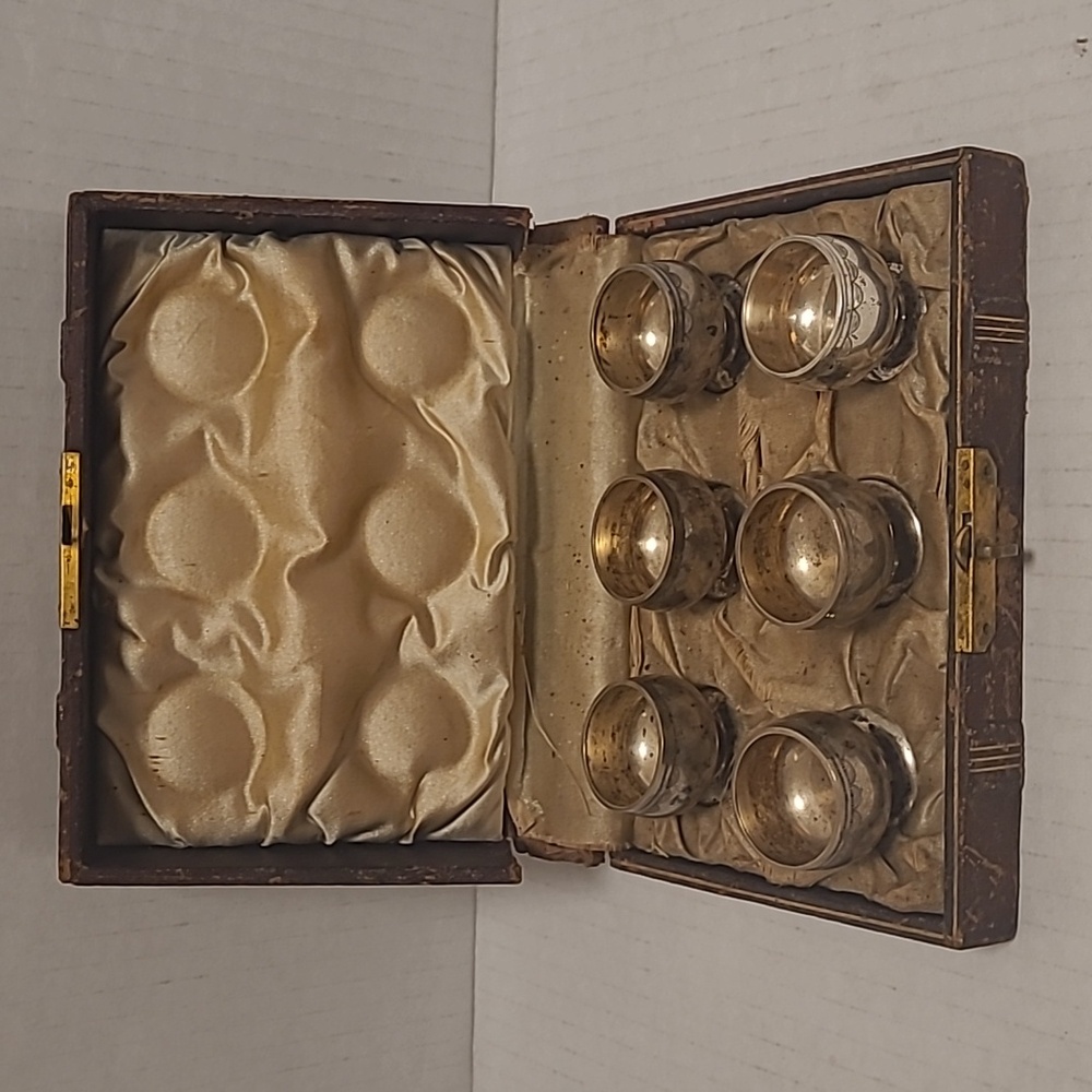Set of 6 Antique Salt Cellars in Original Box